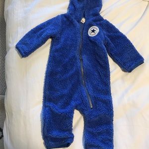 Fuzzy baby onesie winter snow suit